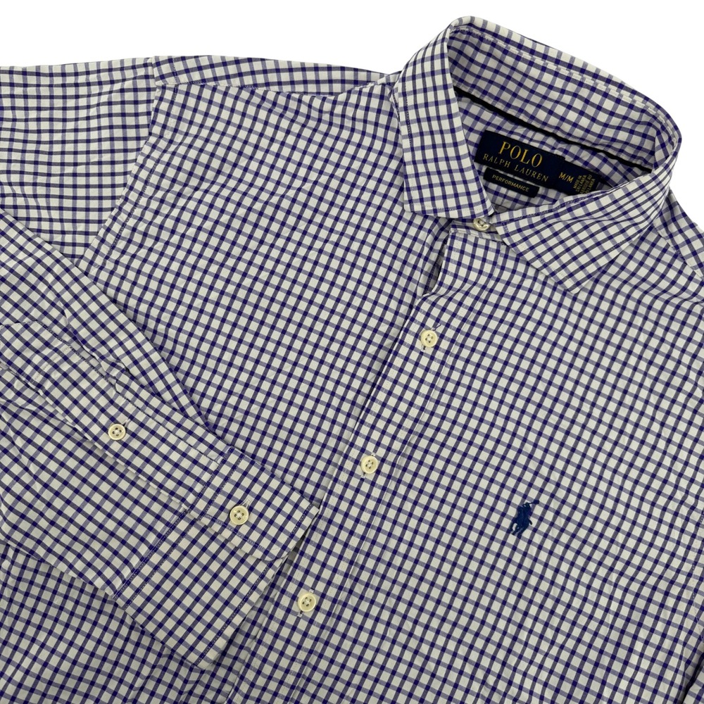 Polo Ralph Lauren Men's M Performance Gingham Button Down Shirt‎ M Short Sleeve